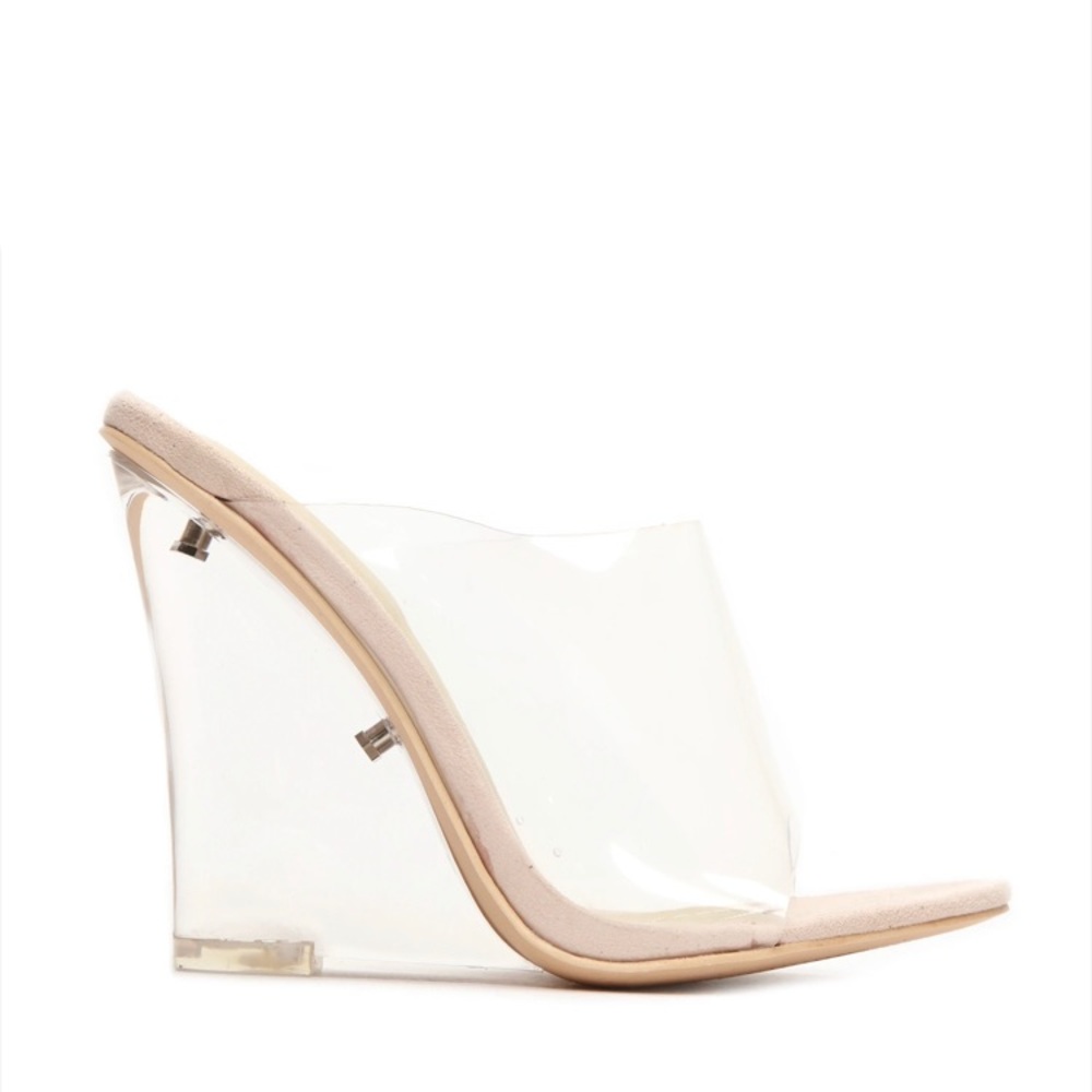 The Glass Edge Heeled Sandal - Nude